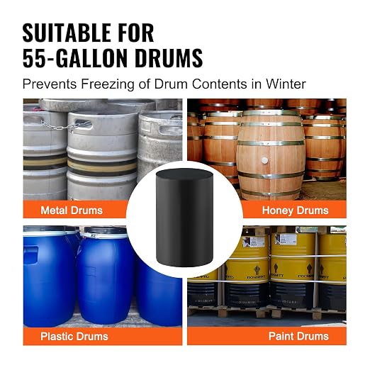 VEVOR Metal Drum Heater, 1300 Watt, Pail Heating Band for 55 Gal Barrel, 0-145℉ Adjustable Thermostat, Waterproof Oxford Fabric High Efficiency Grease Keg Heater, Tested to UL 499 Standard, FCC Listed