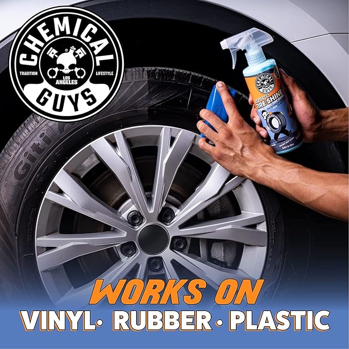 Chemical Guys TVD113 Tire Kicker Sprayable Extra Glossy Tire Shine (For Rubber, Vinyl & Plastic) Safe for Cars, Trucks, Motorcycles, RVs & More, 128 fl oz + ACC151 Heavy Duty Spray Bottle, 16 oz.