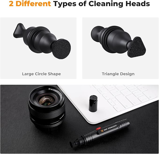 K&F CONCEPT Professional Lens Cleaning Pen*3 with Soft Brush, Carbon Head Lens Cleaning Pen Compatible with Canon, Nikon, Pentax, Sony Digital Camera Cleaning,AR VR Glasses Cleaning