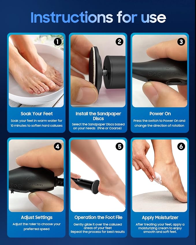 HayZBao Electric Callus Remover for Feet | FSA&HSA Eligible 12V High Power Plug-in Electric Foot Callus Remover with 60 Pcs Sanding Discs