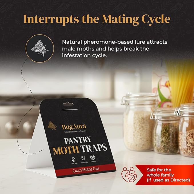 20 Pack Pantry Moth Traps for House Indoor – Advanced Red Line Formula Pantry Moth Traps with Pheromones Prime – Safe & Non-Toxic – Targets Indian Meal Moths & Other Pantry Moths