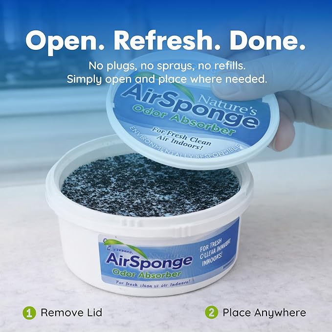 Nature’s Air Sponge Odor Absorber - 6-Pack, 1/2 lb Each - Activated Charcoal Deodorizer for Home, Office & Car, Absorbs Pollutants & Odors up to 300 Sq Ft