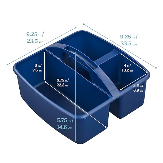 ECR4Kids 3-Compartment Small Plastic Caddy, Multipurpose Organization, Earthtone, 6-Pack