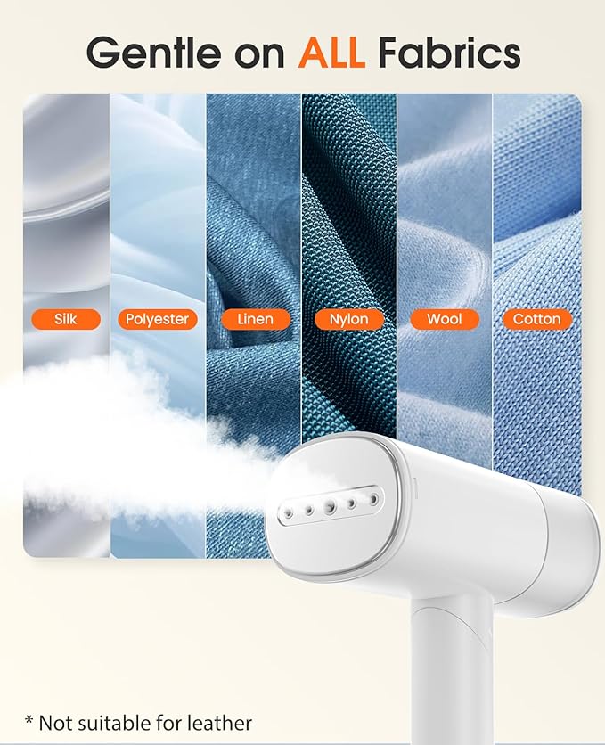 Handheld Steamer for Clothes, 1200W Foldable Travel Steamer, 20 Sec Preheat Garments Wrinkle Remover, 120V Portable Hand Iron with 150ml Water Tank, Clothes Steamer for Home Travel White