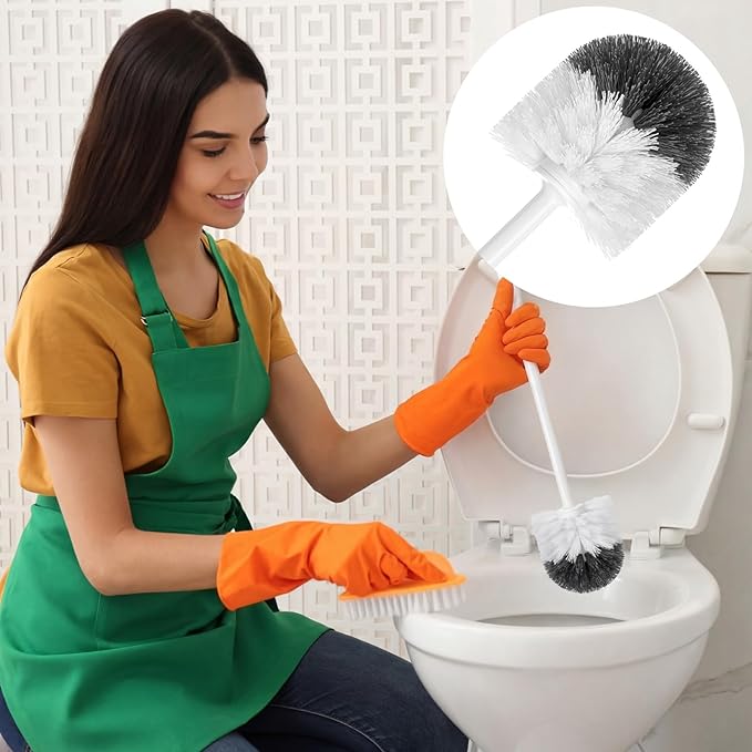 Reallnaive 24 Pack Toilet Brush Bulk, Commercial Heavy Duty Professional Toilet Bowl Cleaning Brush for Bathroom, Restroom Maintenance Cleaning Supplies (15 Inch,White)