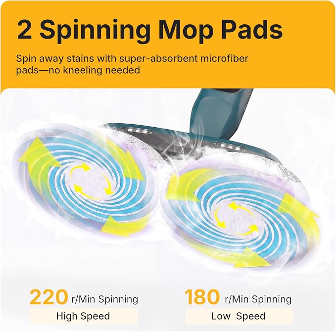 NEWBULIG Steam Mop, All-in-One Steam Mops for Floor Cleaning with Rapid Re-heat, Self-Standing Floor Steamer, 4 Rotating Scrub Pads, 2 LED Headlights, for Hardwood Floors & Tile