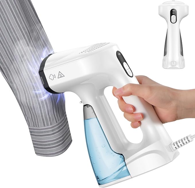 Sweepulire Vacuum Steamer with 330ml Water Tank, 3500Pa Suction Handheld Clothes Steamer, 1200W Steam & Dry 2-in-1 Modes, LED Display, 3X Faster Wrinkle Removal Clothes Steamer, 110-120V
