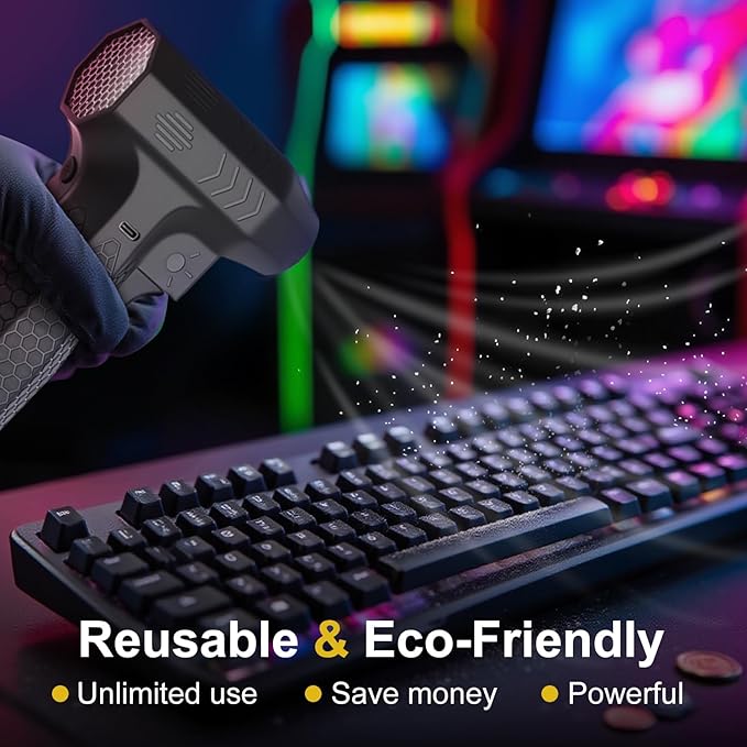 Compressed Air Duster, 1300000RPM-100000mA Battery LED Cordless Electric Air Duster Portable Blower, Charging Cell Phone, Turbo Fan Dusters for Computer Keyboard/Cleaning/Car/PC/Salon/Home