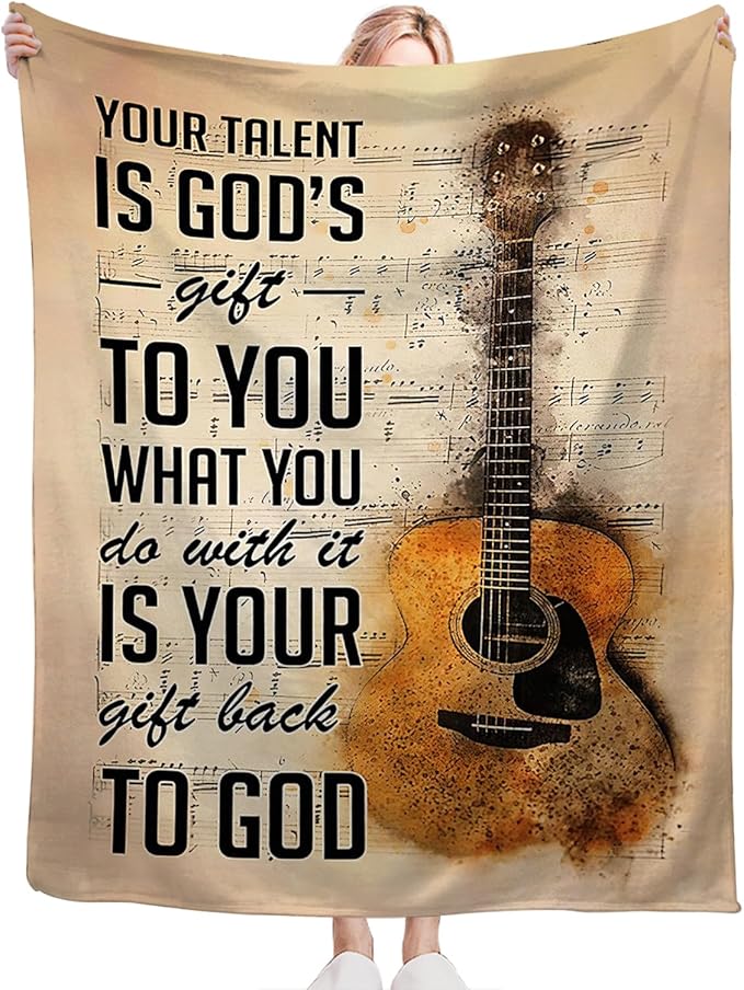 Tijuboni Guitar Music Throw Blanket Guitar Gifts for Girls Boys Women Men Kids Adults Soft Flannel Fleece Blanket for Couch Sofa Bed Home Decor 50"x60"