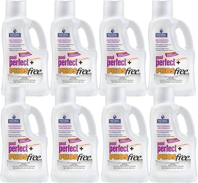 Natural Chemistry Pool Perfect + Phosfree, 2 Liter, 8 Pack | Phosphate Remover, Reduces Waterline Rings, Unpleasant Odors & Eye Irritation