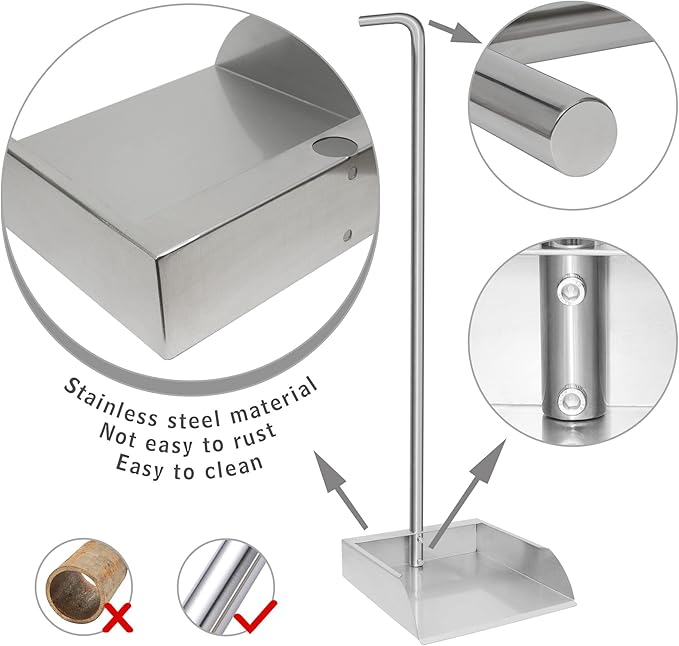 Stainless Steel Pooper Scoopers Set,33.4 ‘’ Dustpan and Spade Poop Scoop Set for Indoor Outdoor Cleaning Easy Wash,Extremely Durable Upright Standing Garbage Shovel for Pet Waste Cleanup