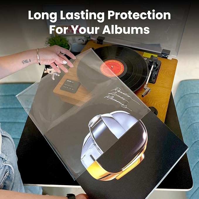EVEO Vinyl Care Bundle - 200 Vinyl Sleeves + Vinyl 4-1 Cleaner Kit