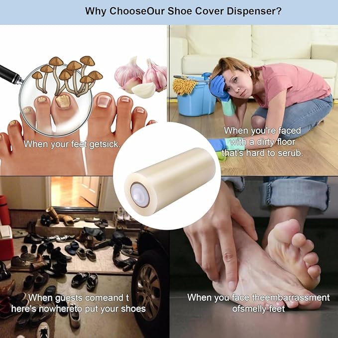 Automatic Shoe Cover Dispenser Shoe Film Refill Rolls for Automatic Dispenser, 2 Rolls High-Capacity Disposable Shoe Covers, 1200 Uses Total (Refill Pack - Machine Not Included) (2 Rolls Film Refill)