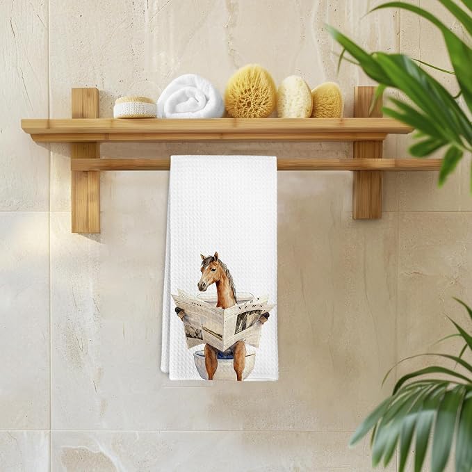 Funny Horse Gifts Hand Towels for Bathroom,Horse Lovers Gift, Animal Kitchen Hand Towels,Horses Owners Gifts,Farmhouse Horses Decorative Tea Towel for Nursery Toilet Bathrooms, 16x24 Inch