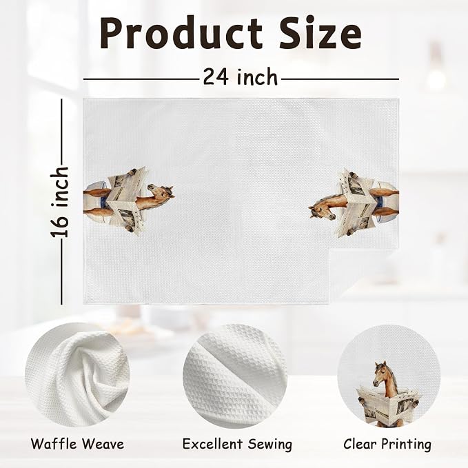 Funny Horse Gifts Hand Towels for Bathroom,Horse Lovers Gift, Animal Kitchen Hand Towels,Horses Owners Gifts,Farmhouse Horses Decorative Tea Towel for Nursery Toilet Bathrooms, 16x24 Inch