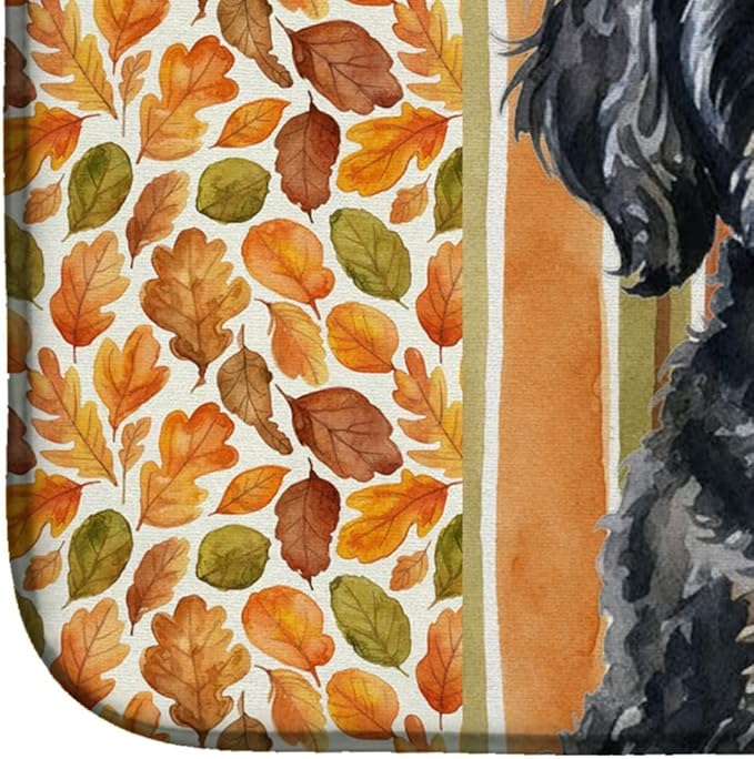 Caroline's Treasures Black Havanese Heirloom Fall Dish Drying Mat Absorbent Dish Drying Mat Pad for Kitchen Counter Dish Drainer Mat for Countertop, 14 x 21", Multicolor
