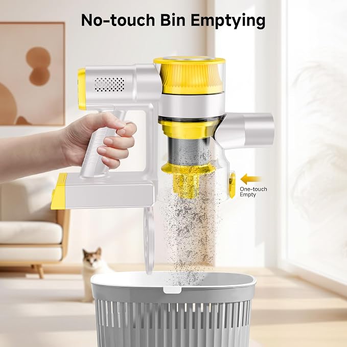 Cordless Vacuum for Home, Powerful Stick Vacuum Cleaner with Rechargeable Battery, 6-in-1 Lightweight Handheld Vacuum, 45 Mins Runtime for Hardfloor & Carpets Pet Hair