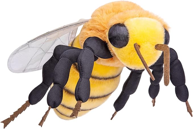 Large Bee Plush Toy - Lifelike Bee Stuffed Animals 16in, Realistic Bee Big Wings Toys, Simulation Bee Plushie Model Toy, Unique Plush Gift Collection for Kids