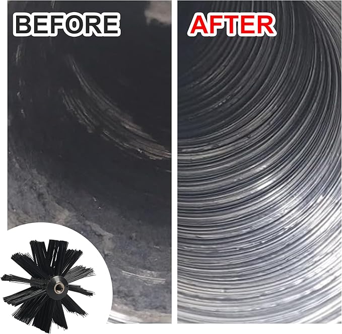 30 Feet Dryer Vent Cleaning Brush Kit, Multi-Purpose lint Cleaning Brush with 4" and 6" Brush Head, Professional Lint Cleaning Accessories for Chimneys, Ducts, Dryers, Crevices