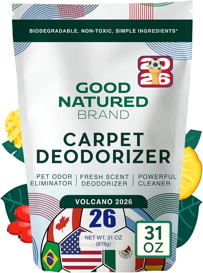Good Natured Brand | Carpet Deodorizer & Freshener Powder | 31 oz Pet Odor Eliminator for Strong Odor & Pet Urine | Tropical Volcano 2026 Scent | Safe for Homes with Pets