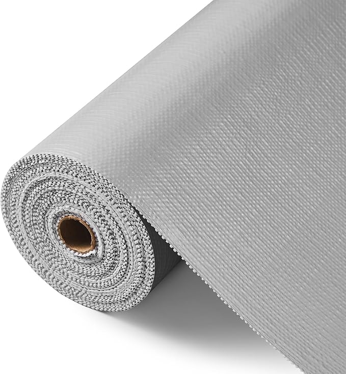 Drawer and Shelf Liner, Non-Slip Kitchen Cabinet Liners Non-Adhesive Thick Strong Grip Waterproof Washable Mats Protect Dresser Shelves Cupboard Bathroom Cabinets, Light Gray, 12 in X 30 FT