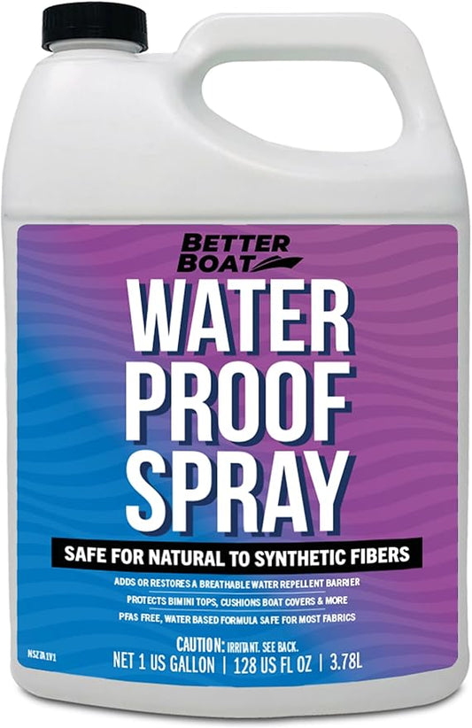 Better Boat Waterproofing Spray for Fabric 1 Gallon, Heavy Duty Water Proof Spray for Outdoor Canvas, Jackets, Tents, Clothing and Boots, Water Repellent Protector