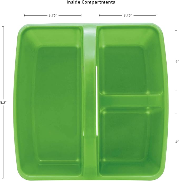 Teacher Created Resources Lime Portable Plastic Storage Caddy 6-Pack for Classrooms, Kids Room, and Office Organization, 3 Compartment