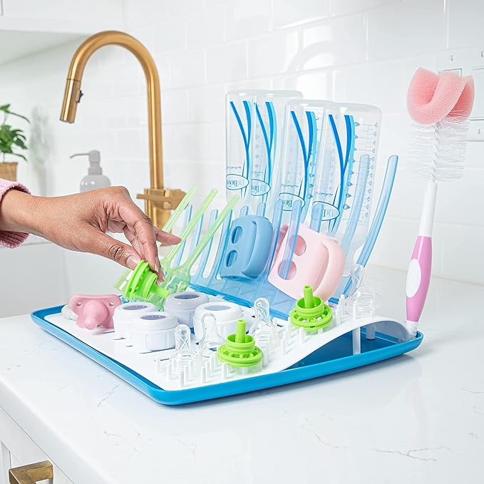 Dr. Brown's Clean Steam Baby Bottle and Pacifier Sterilizer and Dryer with Folding Baby Bottle Drying Rack