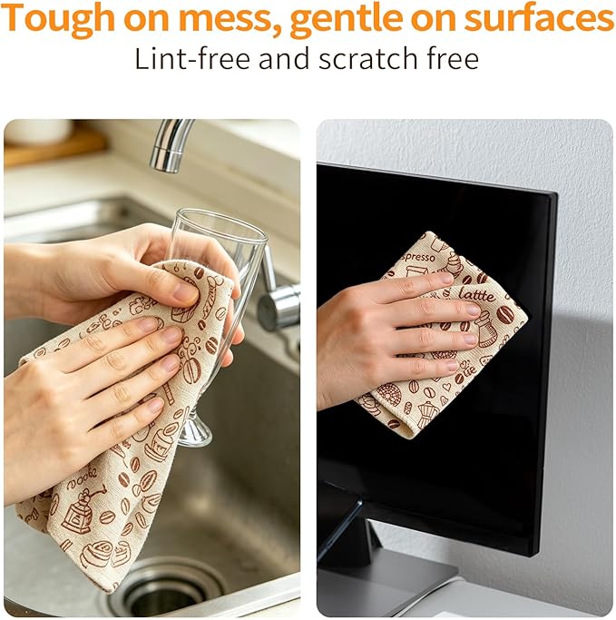 Microfiber Cleaning Cloth Roll, 50-Count Reusable, Durable, No Streaks, Absorbent, Lint-Free Non-Scratch Easy Tear-Away Towels, Dish Rags for Kitchen, Home, Car & Glasses, White Waffle, 12x12 in