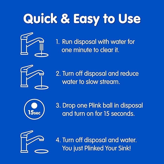 Plink Garbage Disposal Freshener & Cleaner, Washes Away Foul Odors, Lemon Scent, 10 Uses per Pack, 3-Pack