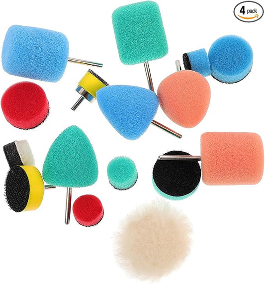 PartyKindom 64pcs Auto Drill Polishing Pads Kit Car Polishing Wheels Buffing Sponge Pads Auto Detailing Tools