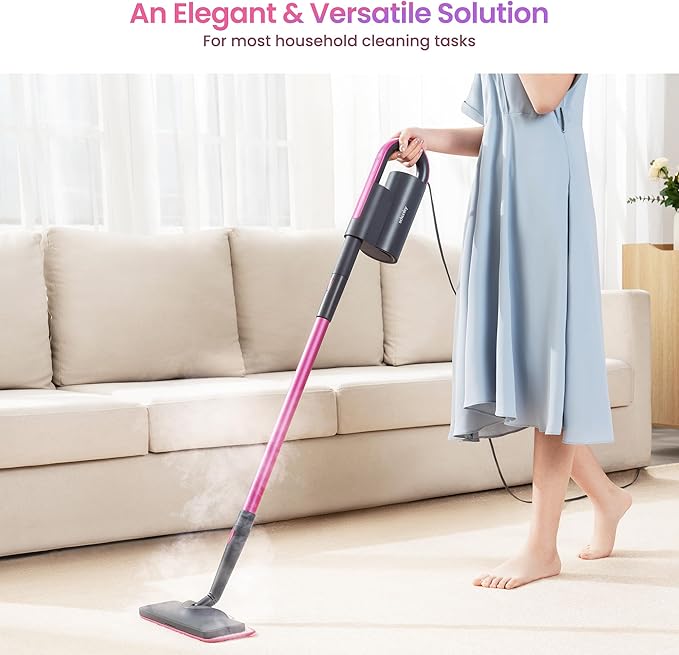 Schenley Steam Mop Cleaner with Detachable Handheld Steamer for Cleaning Hardwood, Laminate Floor, Tiles and Grout, with 14-in-1 Multi-purpose Accessories and Washable Microfiber Pads