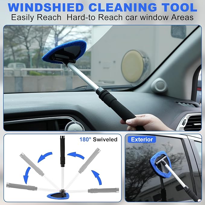 35Pcs Car Cleaning Kit with High Power Handheld Vacuum, Car Wash Mop with Long Handle, Bucket, Detailing Brush Set, Windshield Cleaner, Complete Interior Exterior Washing Supply for Men Women