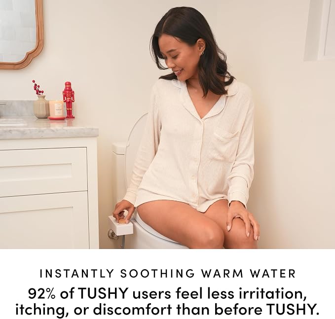 TUSHY Spa Warm Water Bidet Attachment for Toilet. Universal Fit, Easy Install (Requires Sink Access for Optional Temperature Control) Self Cleaning, Adjustable Pressure, Angle Control, Brushed Nickel