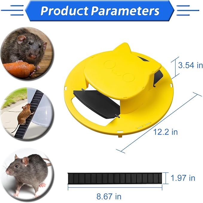 4-Pack Mouse Trap Lid Multi-Catch Humane Trap for Indoor Trap Bucket Bucket Mouse -Outdoor Use Compatible with 5-Gallon Buckets (Yellow)