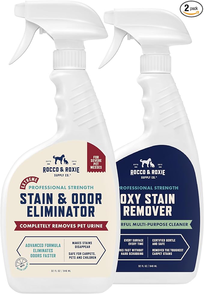 Rocco & Roxie Pet Extreme Stain & Odor Eliminator & Oxy Stain Remover Bundle