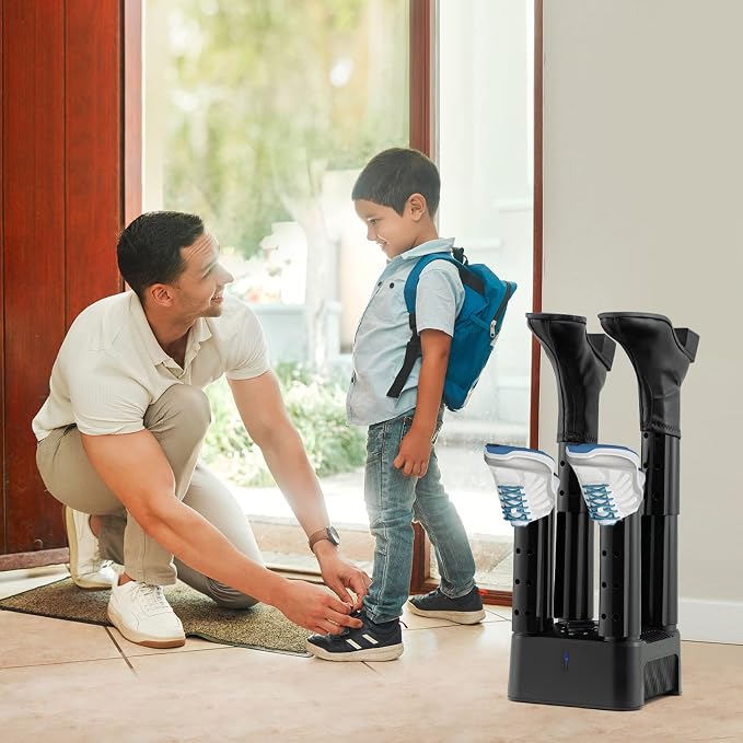 S AFSTAR Electric Shoe Dryer, 4 Tube Shoe Boot Dryer w/Heat Blower, 180 Mins Timer, Overheat & Over-Current Protection, Quite Operation, 200W Quick-Drying Boot Warmer for Boots Shoes Gloves (Black)