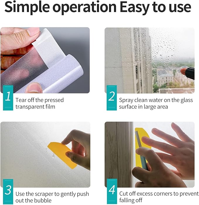 Frosted Glass Window Privacy Film Decorative, Bathroom Privacy Film for Glass Windows Cover, Static Cling, Removable, Reusable, Anti-UV, Anti-Glare, Heat Blocking,Flash Point Pure, 29.6X157.4Inch