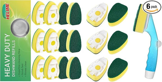 Dishwand Refills Sponge Heads, Dish Wand Refill Non Scratch Replacement, Heavy Duty Scrub Dots Brush Dispenser,Non Scratch Dishwand Refills Handle