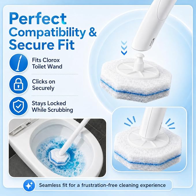 60 Count Toilet Wand Refills for Clorox Toilet Brush, Disposable Heads for Deep Cleaning, Instant Foam