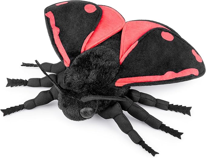 ZHONGXIN MADE Cinnabar Moth Plush Toy - Lifelike Cinnabar Moth Stuffed Animals 11in, Realistic Soft Big Wings Moth Toys, Unique Plush Collection for Kids