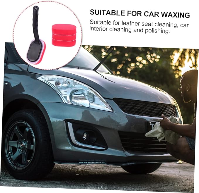 Healifty 10pcs Car Cleaning Brush Set Auto Waxing Sponge Brush for Tire Shine Replacement Heads for Easy Use