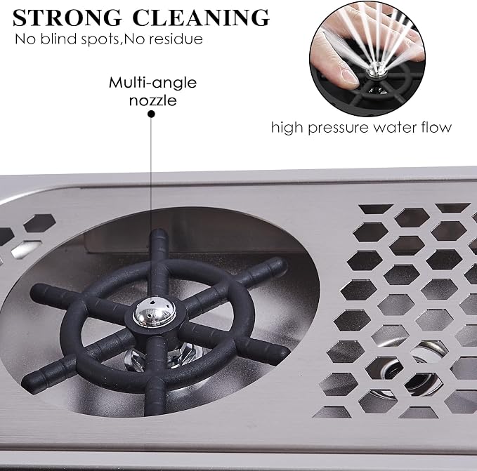 Commercial Stainless Steel Automatic Pitcher Rinser Cup Washer Perfect for Coffee Shops, Bars, and Beverage Venues (Silver)