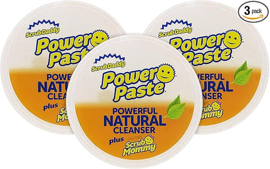 Scrub Daddy PowerPaste All Purpose Cleaning Paste Kit - Natural Cleanser + Dye Free Scrub Mommy - 1 Count ( 3 Pack)