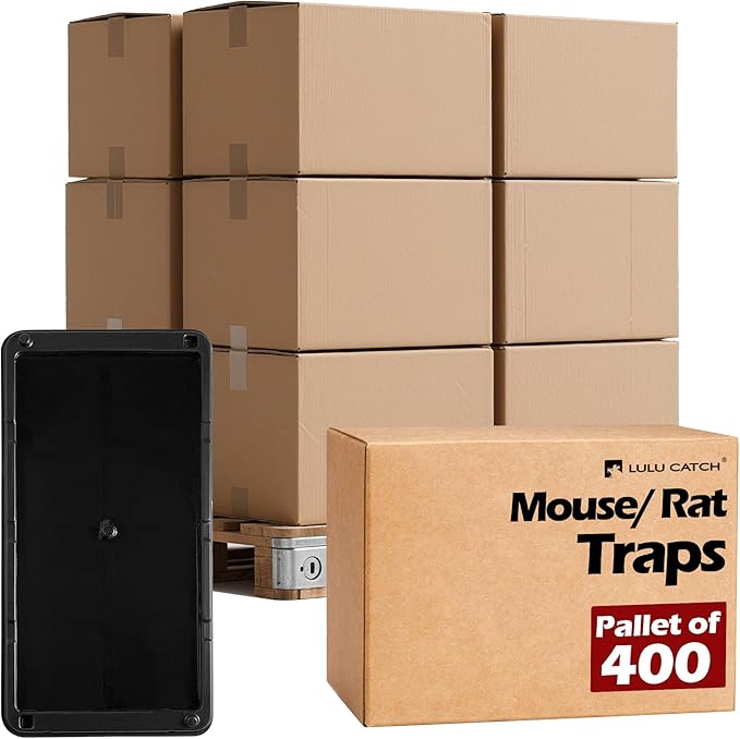 LULUCATCH Sticky Mouse Trap, 400 Pack Large Glue Traps, Pre-Baited Heavy Duty Non-Toxic Bulk Glue Boards Mouse Traps Indoor for Mice, Snakes, Rat, Insects, Cockroaches & Spiders, Pet Safe Easy to Use