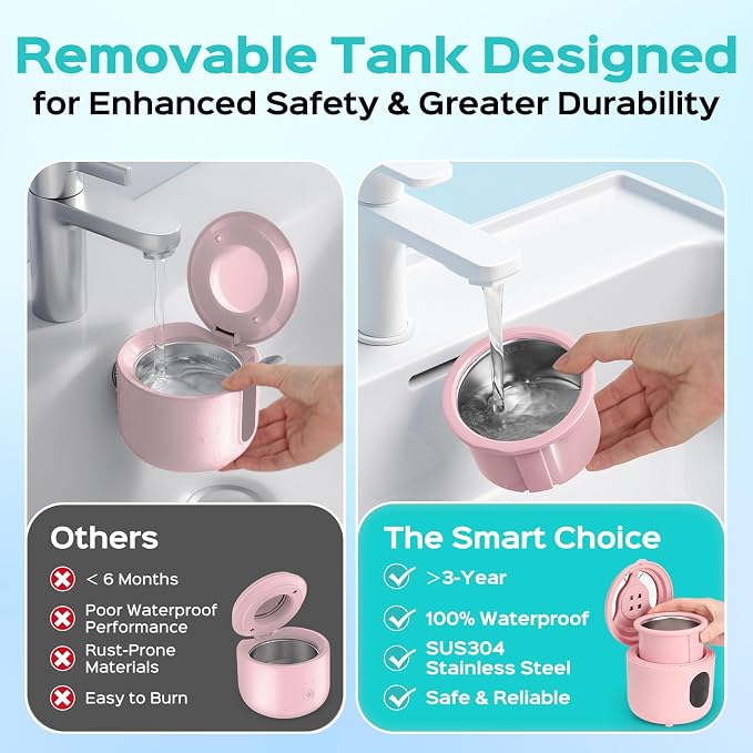 COSLUS C60 Ultrasonic Retainer Cleaner Machine: 45kHz Professional Dental Cleaning Pod for Denture, Mouth Guard, Aligner & Jewelry Deep Cleaning - Removable Tank, Upgraded Durable for Home Use, Pink