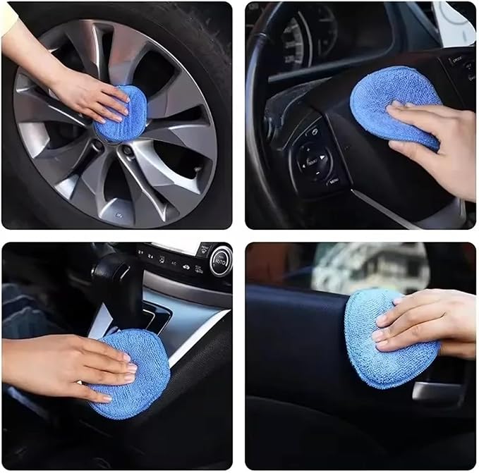 10 Pcs Microfiber Car Wax Applicator Mitts - Soft Polishing Sponges for Car Detailing and Cleaning(Blue 5Pcs)