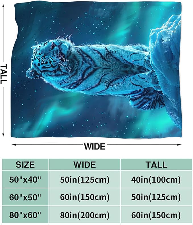 Tijuboni White Tiger Throw Blanket Tiger Gifts for Girls Boys Women Men Kids Adults Soft Flannel Fleece Blanket for Couch Sofa Bed Home Decor 40"x50"