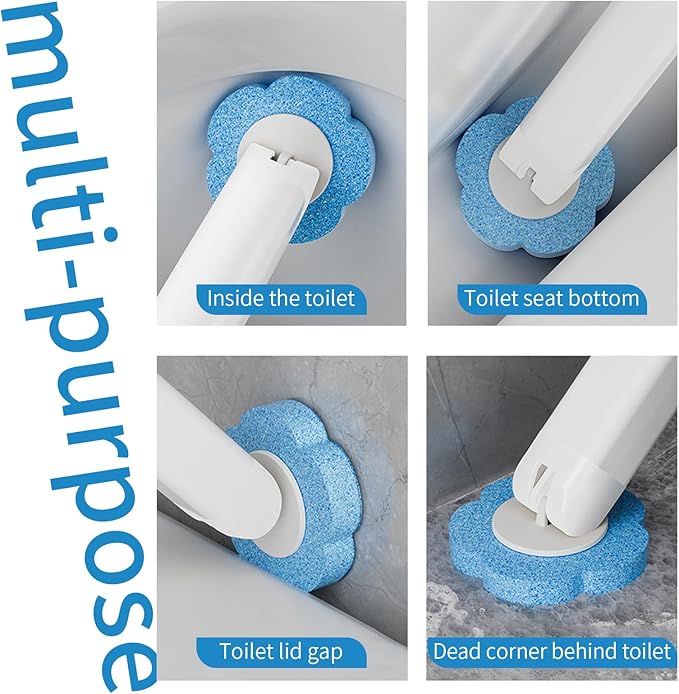 Toilet Brush with 120 Refills, White Toilet Cleaning Brush, Toilet Bowl Brush, Toilet Brush Refill for Efficient and Deep Scrub Toilet