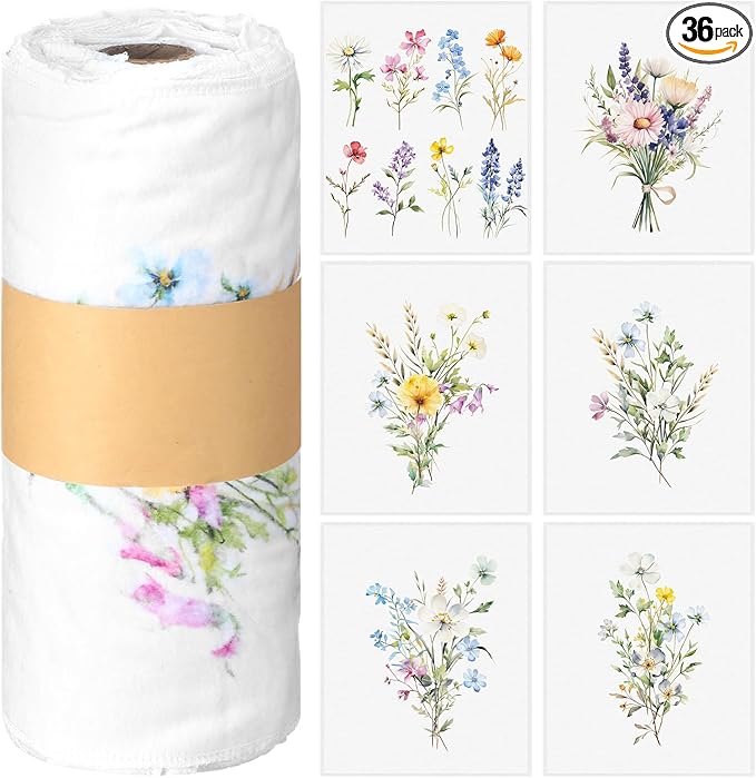 36 Pack Wildflower Reusable Cleaning Cloths Washable Cotton Kitchen Towels for Home(Multicolor)